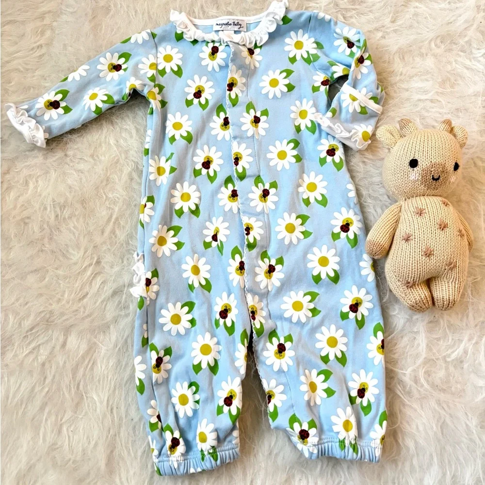 Bright and Sweet Ruffly Floral Magnolia Baby Romper - Picture 1 of 3